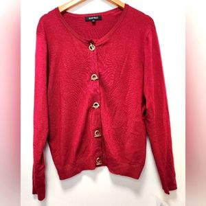 Ellen Tracy Burgundy/Claret Cardigan NWT Extra Large
